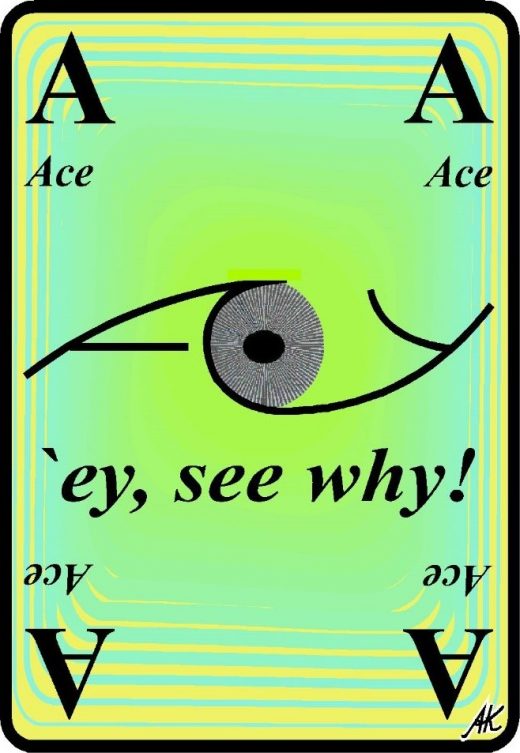 Ass-Karte mit Auge und dem Schriftzug „ey, see why!“ – zur Galerie